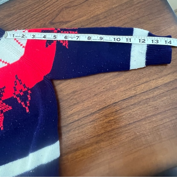 Vintage Toddler’s Ski Nordic 1970s Knit Christmas Sweater Blue Red Snowflake - Picture 5 of 6